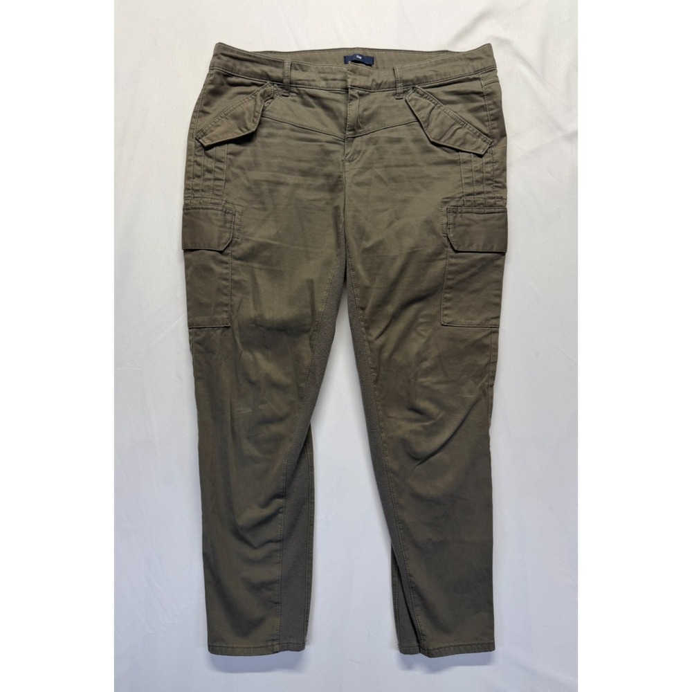 Gap Cargo Pants Womens 8 Olive Green Stretch Utility Pockets Tapered Leg Casual
